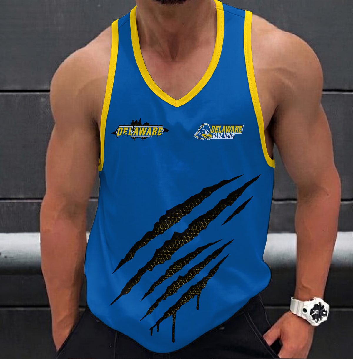 SPECIAL EDITION - NEW CUSTOMIZED NCAA CFH14 DFH DELAWARE FIGHTIN' BLUE HENS UNISEX TANK TOP