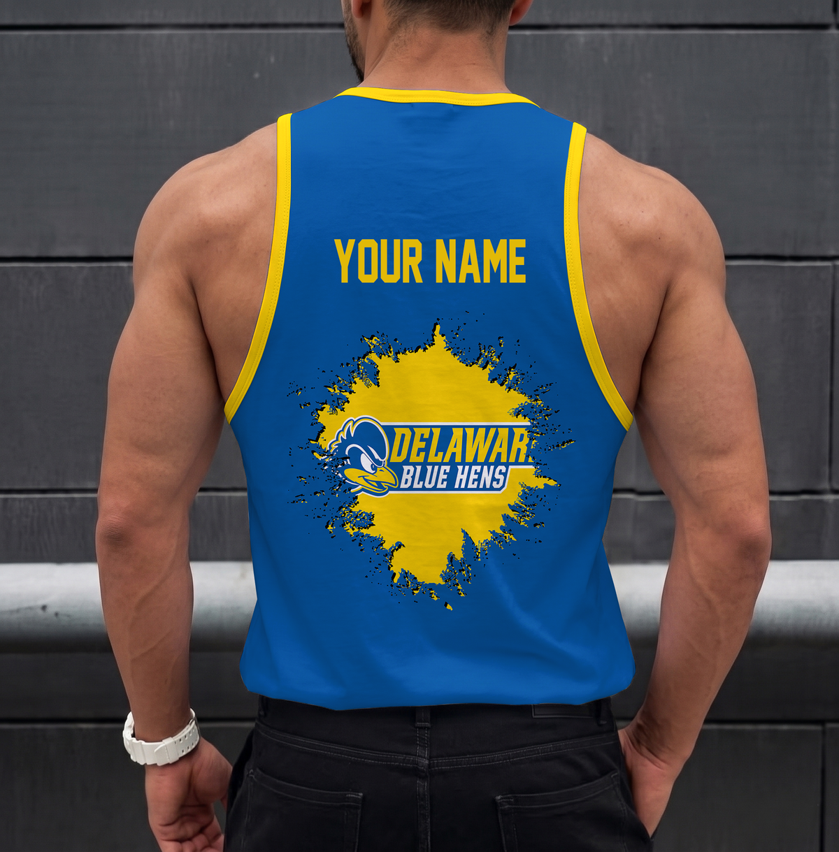 SPECIAL EDITION - NEW CUSTOMIZED NCAA CFH14 DFH DELAWARE FIGHTIN' BLUE HENS UNISEX TANK TOP
