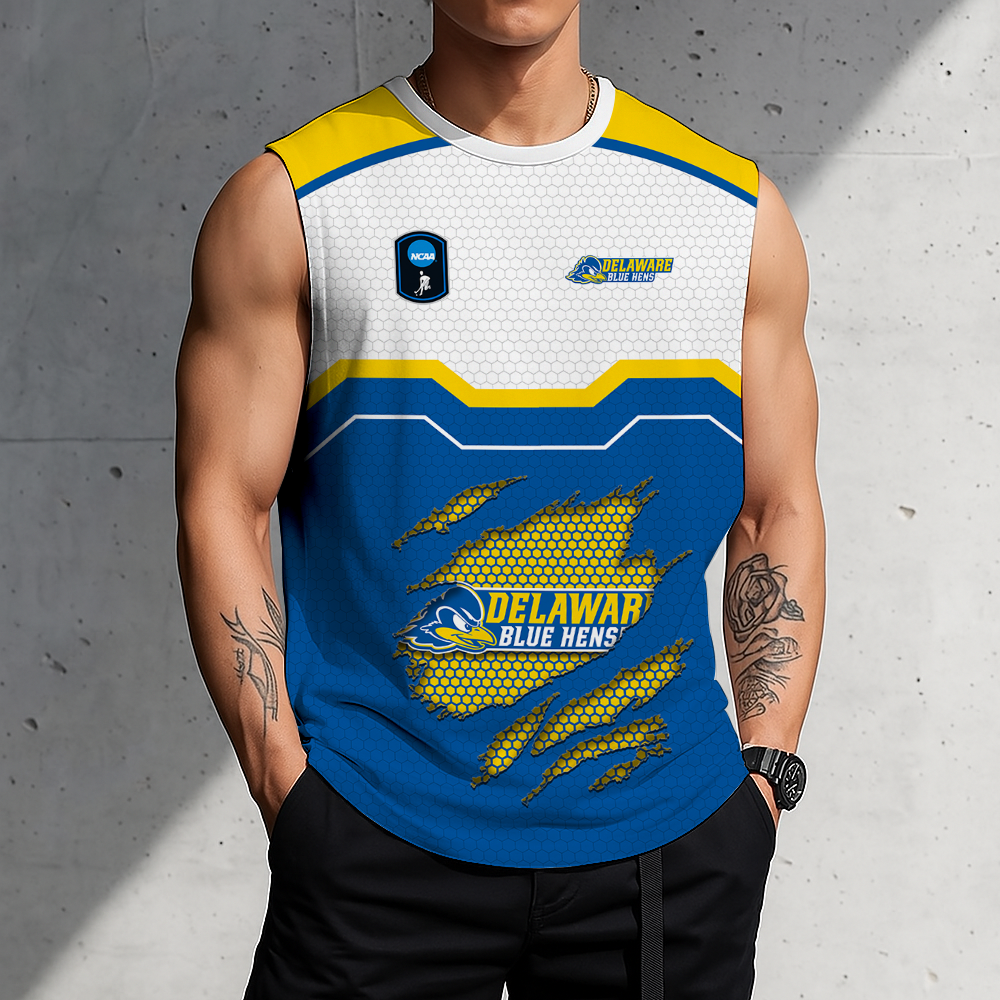 LIMITED EDITION - NEW CUSTOMIZED NCAA CFH14 DFH DELAWARE FIGHTIN' BLUE HENS MEN'S GYM SHIRT