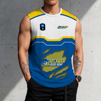 LIMITED EDITION - NEW CUSTOMIZED NCAA CFH14 DFH DELAWARE FIGHTIN' BLUE HENS MEN'S GYM SHIRT