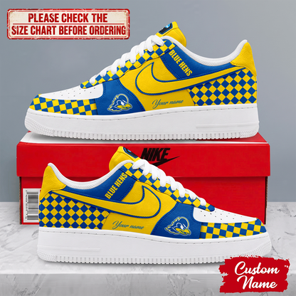 SPECIAL EDITION - NEW CUSTOMIZED NCAA CFH14 DFH DELAWARE FIGHTIN' BLUE HENS AF1 SHOES