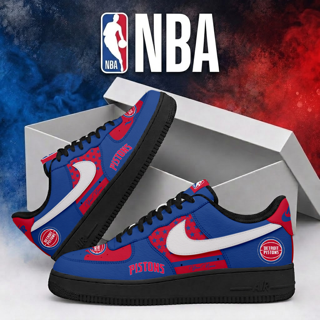 FINAL SALE - NEW CUSTOMIZED NBA14 DPI DETROIT PISTONS AF1 SHOES