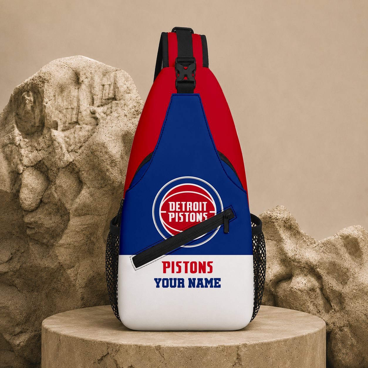 FINAL SALE - NEW CUSTOMIZED NBA14 DPI DETROIT PISTONS SLING BAG