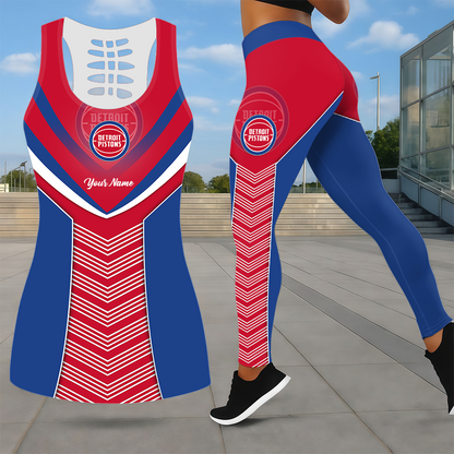 LIMITED EDITION - NEW CUSTOMIZED NBA14 DPI DETROIT PISTONS LEGGINGS & HOLLOW TANK TOP SET