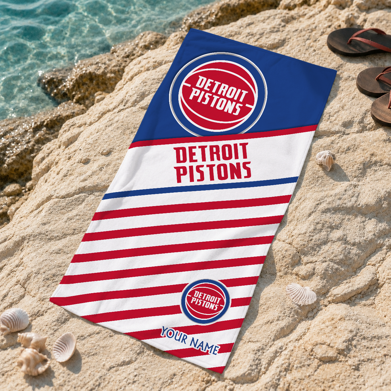 FINAL SALE - NEW CUSTOMIZED NBA14 DPI DETROIT PISTONS BEACH TOWEL FOR FAN