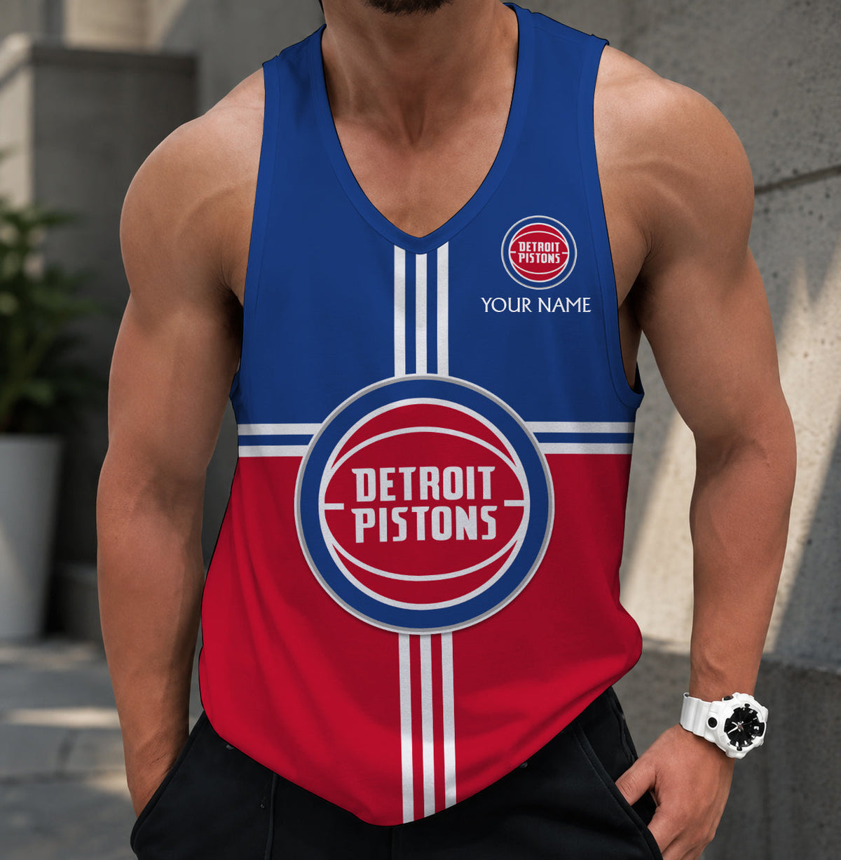 FINAL SALE - NEW CUSTOMIZED NBA14 DPI DETROIT PISTONS MEN'S TANK TOP