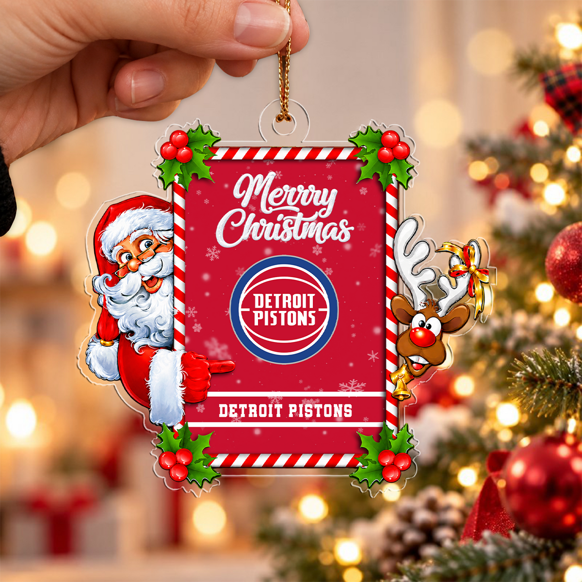 VIRAL EDITION - NEW CUSTOMIZED NBA14 DPI DETROIT PISTONS CHRISTMAS ACRYLIC ORNAMENT