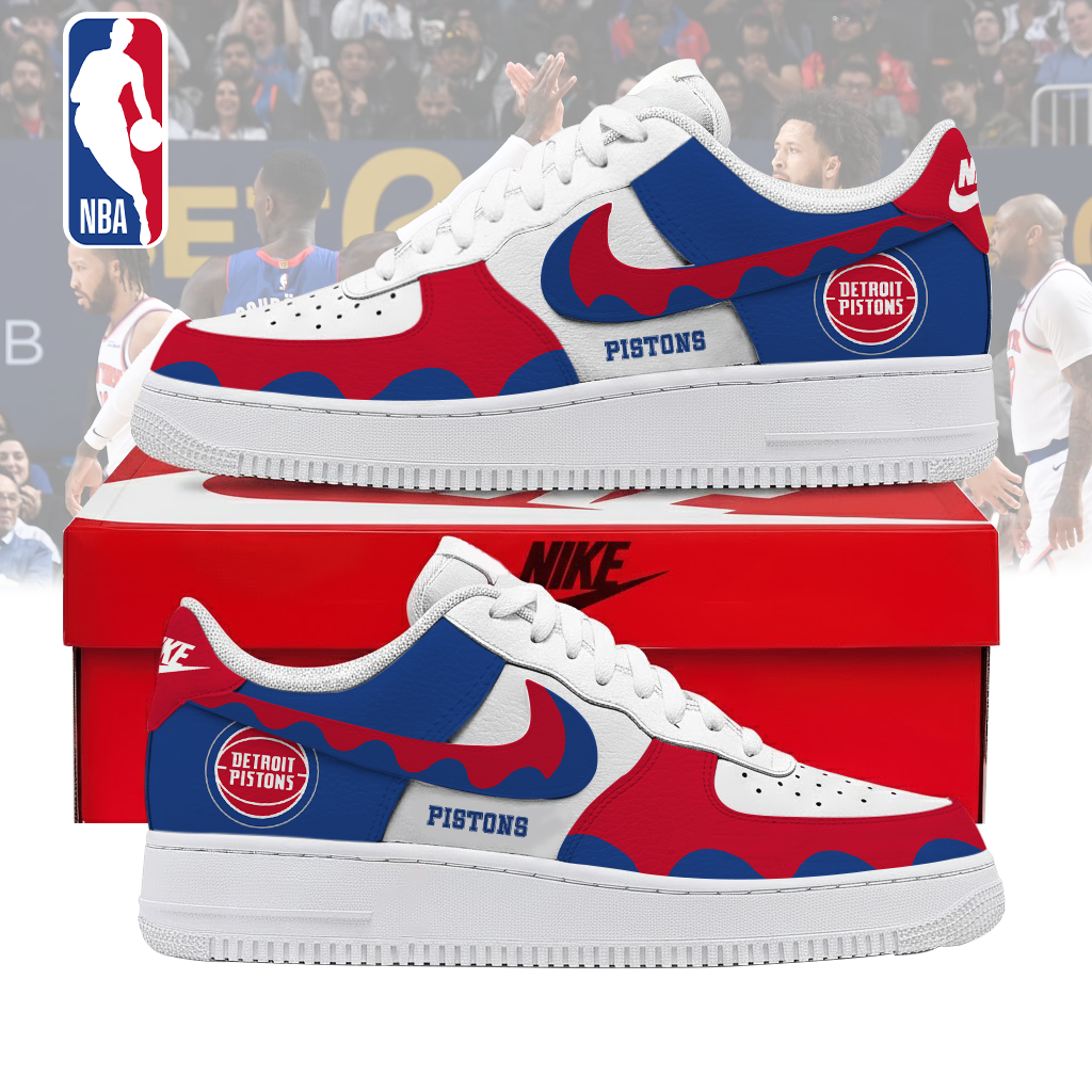 FINAL SALE - NEW CUSTOMIZED NBA14 DPI DETROIT PISTONS AF1 SNEAKERS
