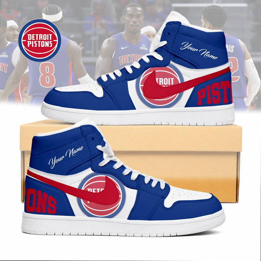 FINAL SALE - NEW CUSTOMIZED NBA14 DPI DETROIT PISTONS AIR JORDAN SNEAKERS
