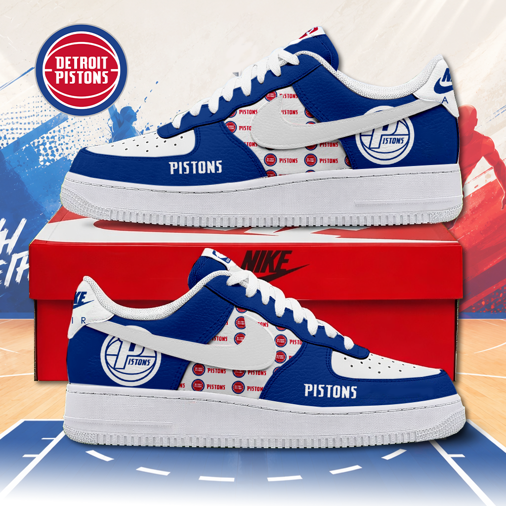 FINAL SALE - NEW CUSTOMIZED NBA14 DPI DETROIT PISTONS AF1 SNEAKERS