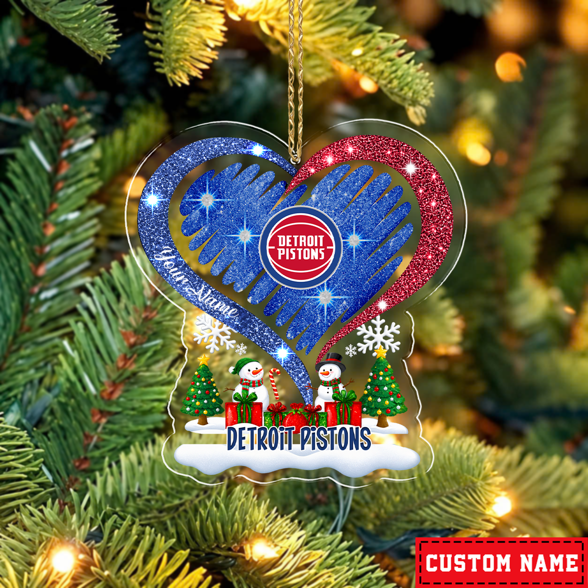 FLASH SALE - NEW CUSTOMIZED NBA14 DPI DETROIT PISTONS CHRISTMAS ACRYLIC ORNAMENT