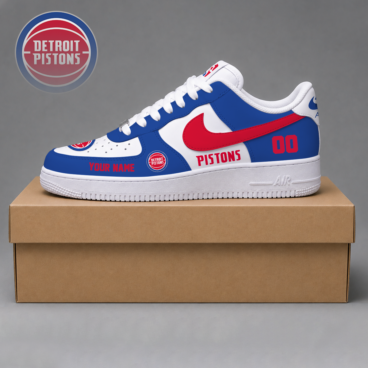 ELITE EDITION - NEW CUSTOMIZED NBA14 DPI DETROIT PISTONS AF1 SNEAKERS