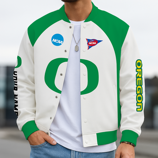 LIMITED DROP - NEW CUSTOMIZED | NCAA FBS14 OGD OG DUCKS BASEBALL JACKET, SATIN VARSITY JACKET