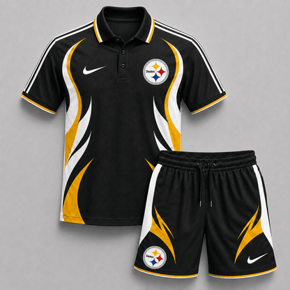 EXCLUSIVE EDITION - NEW CUSTOMIZED | NFL14 PSB PITTSBURGH STEELERS POLO SHIRT & SHORT PANTS SET