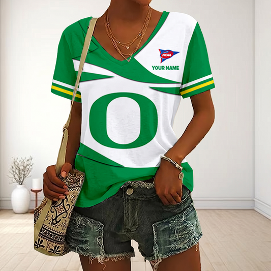 VIRAL EDITON - NEW CUSTOMIZED FBS NCAA14 OGD OG DUCKS V-NECK FEMALE SHIRT
