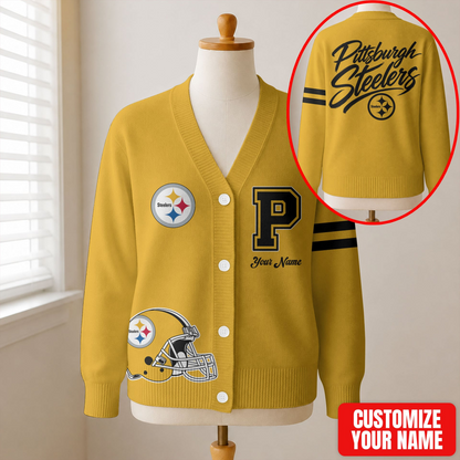 EXCLUSIVE EDITION - NEW CUSTOMIZED NFL14 PSB PITTSBURGH STEELERS CARDIGAN
