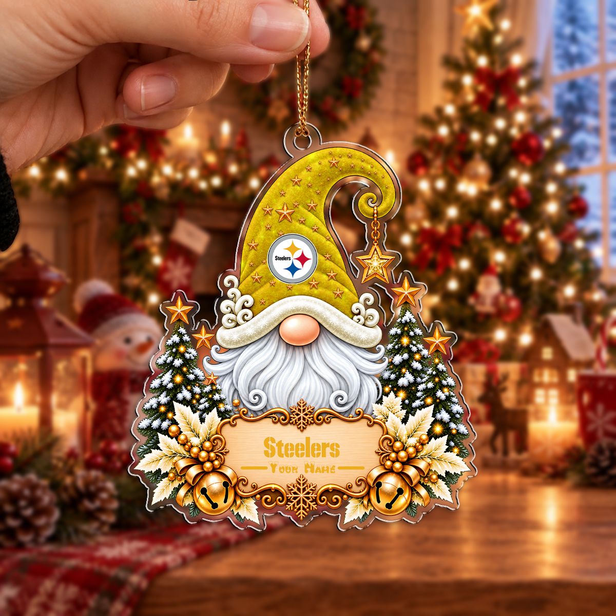 LIMITED EDITION - NEW CUSTOMIZED NFL14 PSB PITTSBURGH STEELERS CHRISTMAS ACRYLIC ORNAMENT