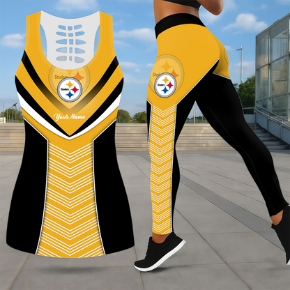 LIMITED EDITION - NEW CUSTOMIZED NFL14 PSB PITTSBURGH STEELERS LEGGINGS & HOLLOW TANK TOP SET