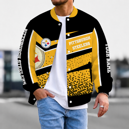 LIMITED EDITION - NEW CUSTOMIZED NFL14 PSB PITTSBURGH STEELERS SATIN VARSITY & BASEBALL JACKET