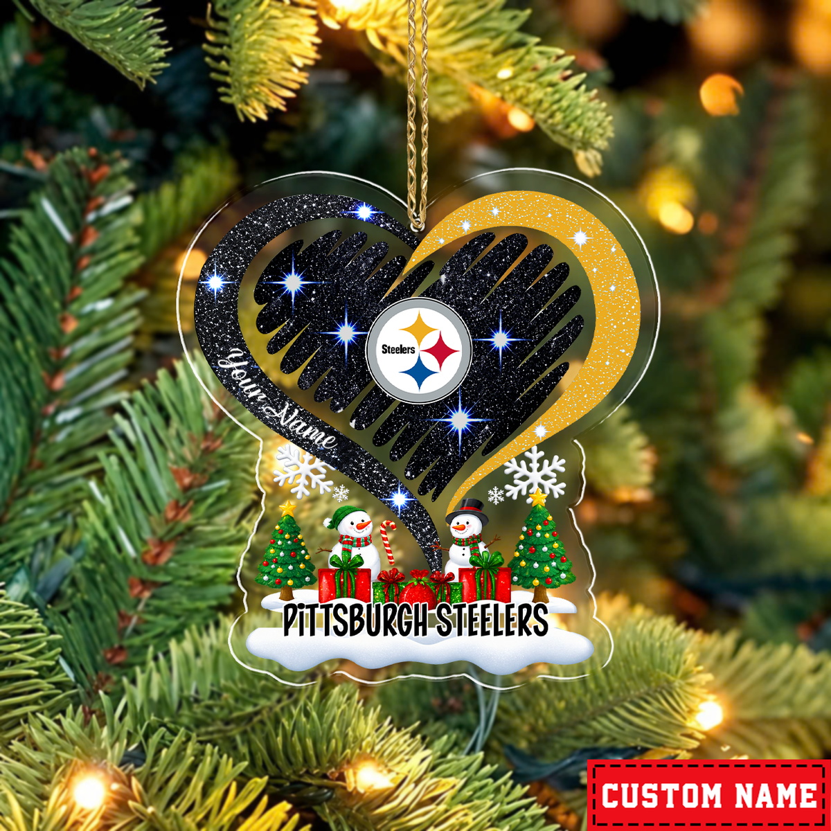 LIMITED EDITION - NEW CUSTOMIZED NFL14 PSB PITTSBURGH STEELERS CHRISTMAS ACRYLIC ORNAMENT