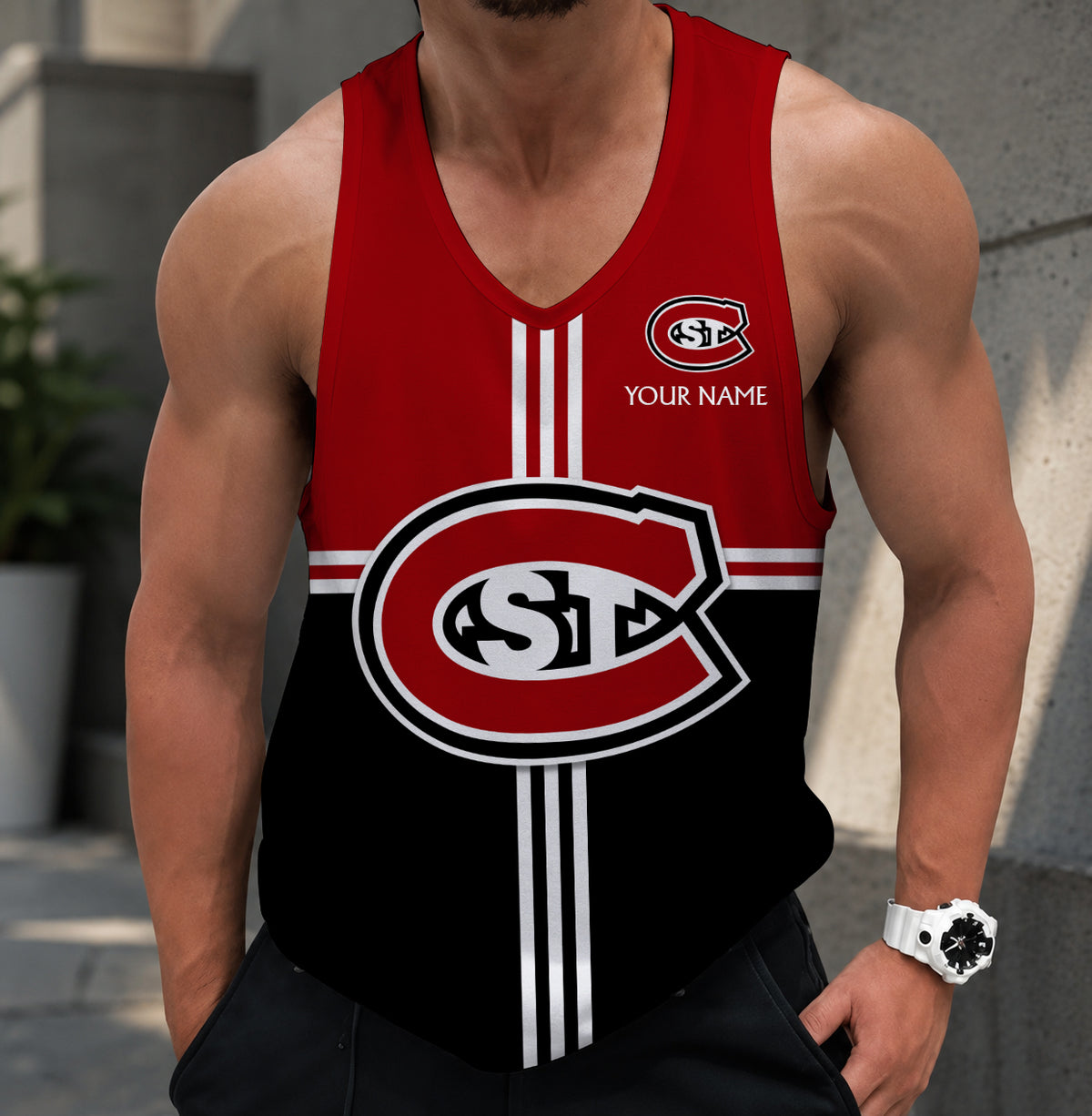 EXCLUSIVE EDITION - NEW CUSTOMIZED NCAA MFF14 SCH ST. CLOUD STATE HUSKIES UNISEX TANK TOP