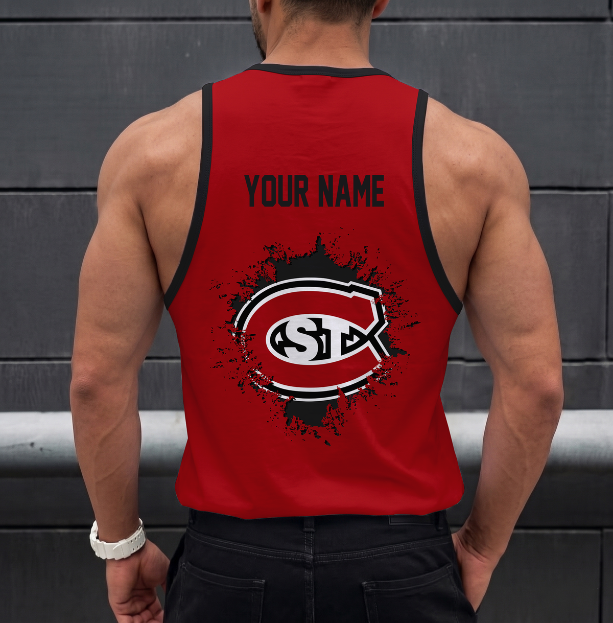 EXCLUSIVE EDITION - NEW CUSTOMIZED NCAA MFF14 SCH ST. CLOUD STATE HUSKIES UNISEX TANK TOP