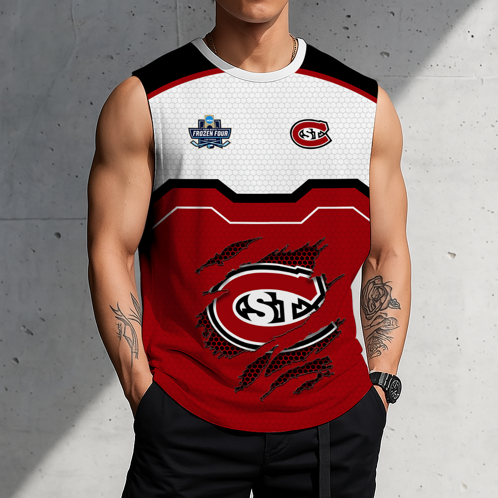LIMITED EDITION - NEW CUSTOMIZED NCAA MFF14 SCH ST. CLOUD STATE HUSKIES MEN'S GYM SHIRT