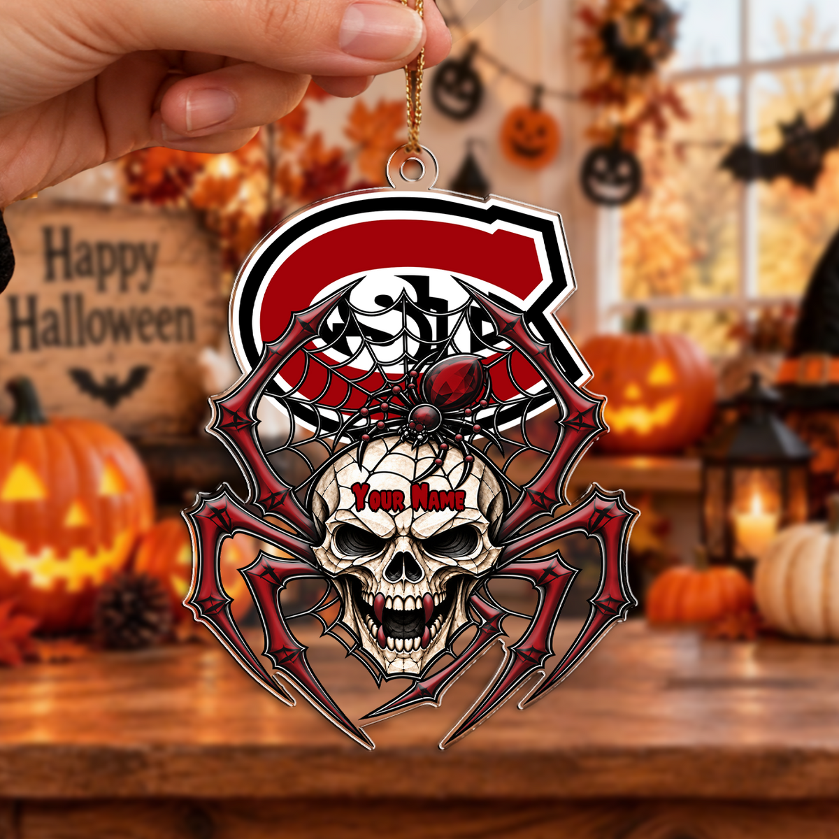 FINAL SALE - NEW CUSTOMIZED NCAA MFF14 SCH ST. CLOUD STATE HUSKIES HALLOWEEN ACRYLIC ORNAMENT
