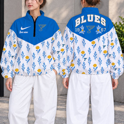 SPECIAL EDITION - NEW CUSTOMIZED NHL14 SLB ST. LOUIS BLUES V-NECK ZIPPER SWEATSHIRT JACKET