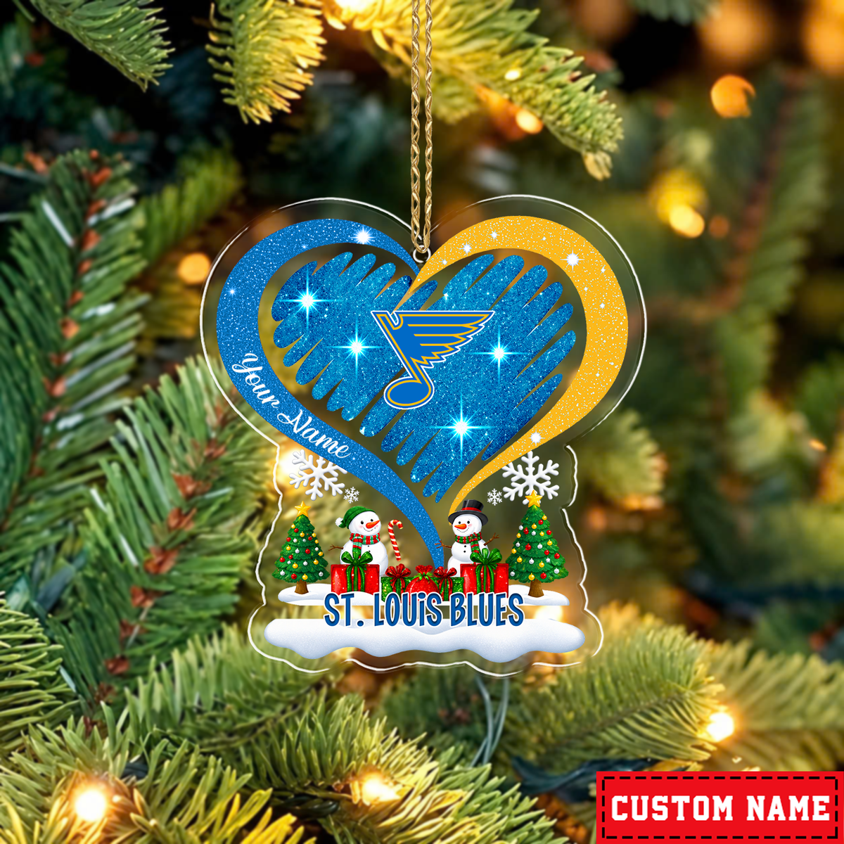 LIMITED EDITION - NEW CUSTOMIZED NHL14 SLB ST. LOUIS BLUES CHRISTMAS ACRYLIC ORNAMENT