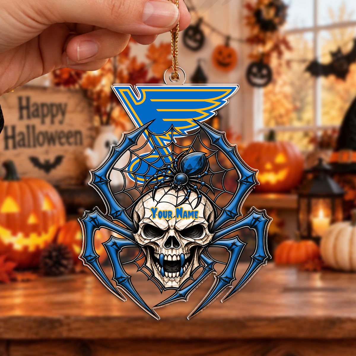 FINAL SALE - NEW CUSTOMIZED NHL14 SLB ST. LOUIS BLUES HALLOWEEN ACRYLIC ORNAMENT