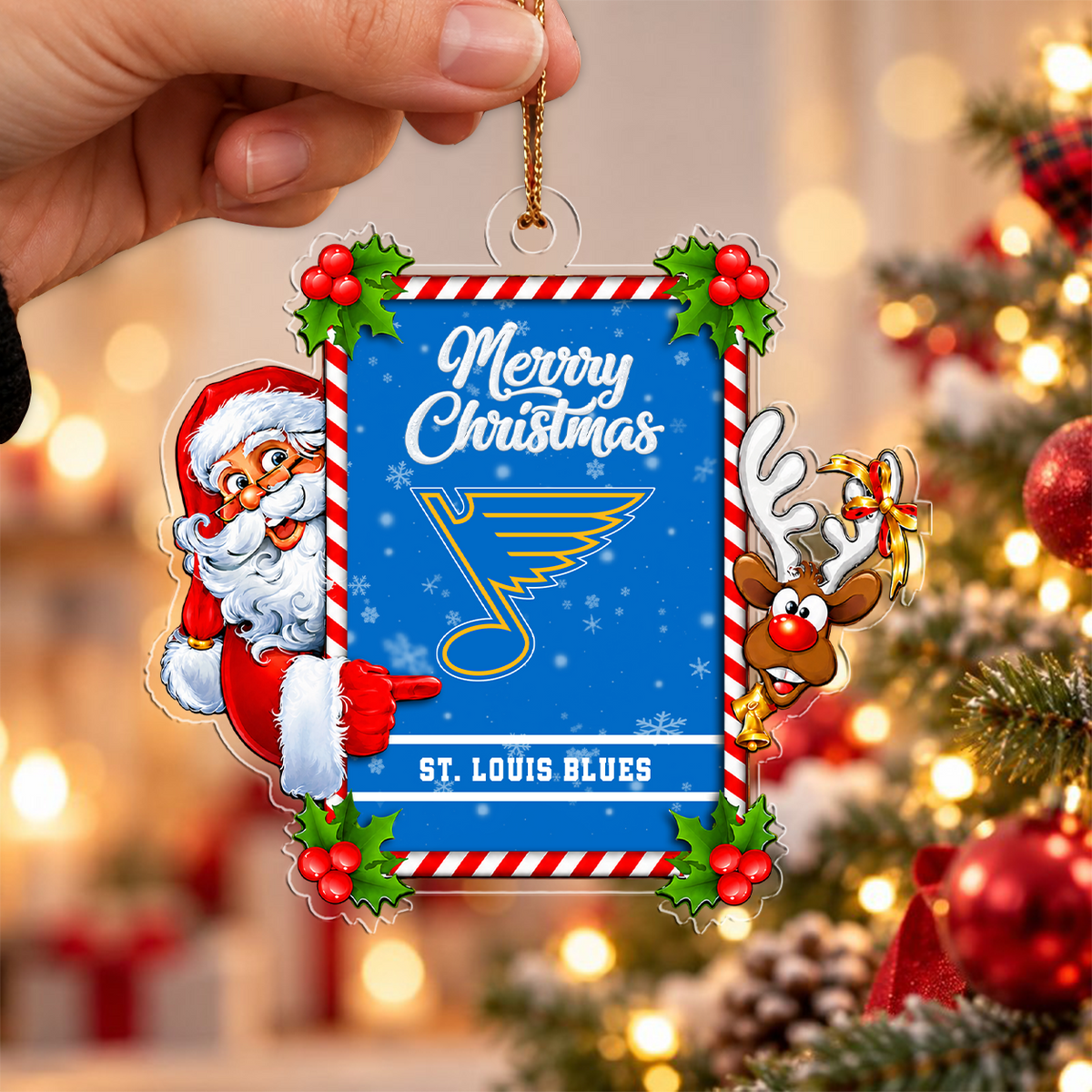 VIRAL EDITION - NEW CUSTOMIZED NHL14 SLB ST. LOUIS BLUES CHRISTMAS ACRYLIC ORNAMENT