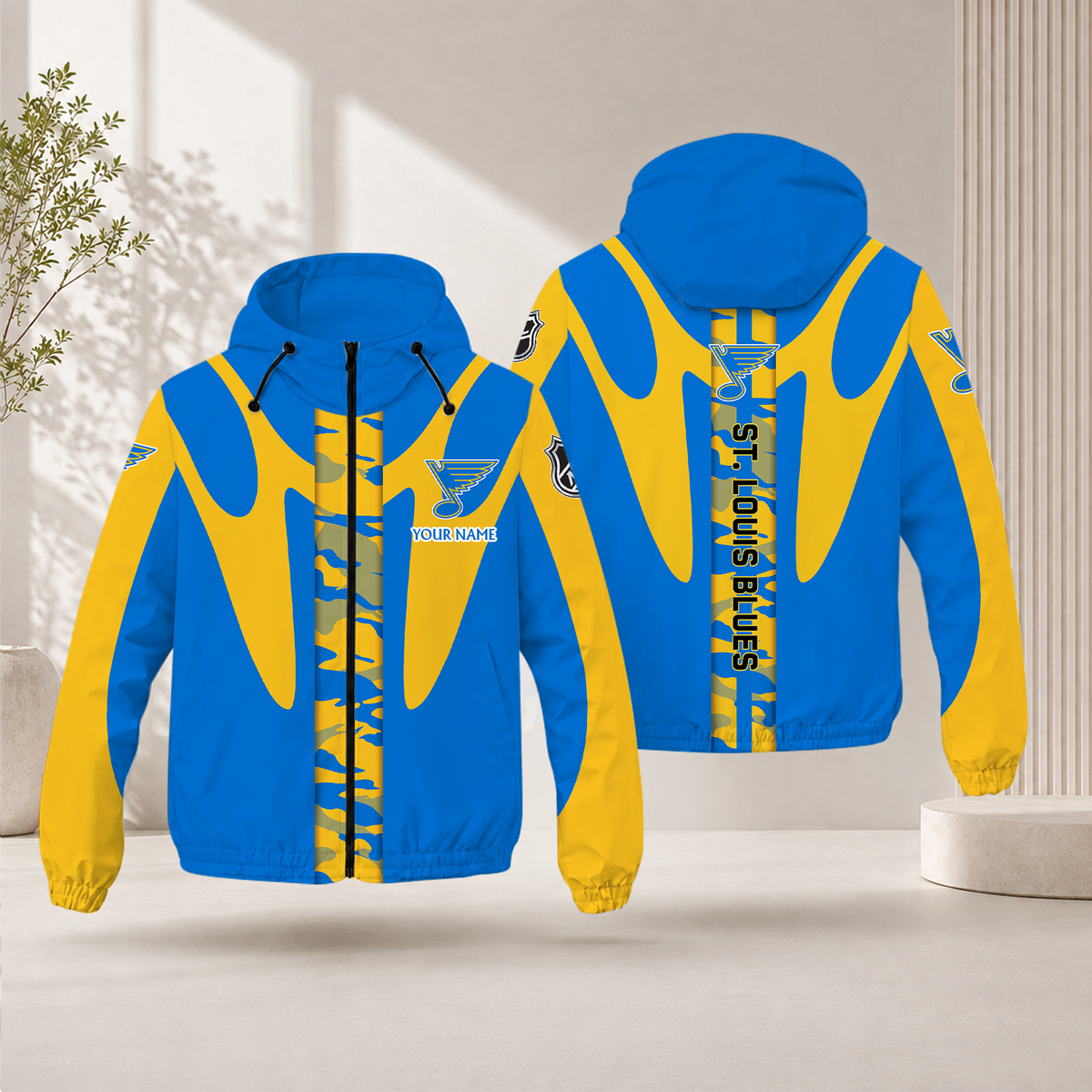 LIMITED EDITION - NEW CUSTOMIZED NHL14 SLB ST. LOUIS BLUES WINDBREAKER JACKET