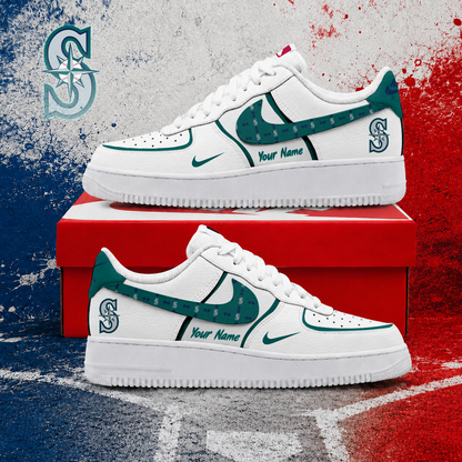 LIMITED EDITION - NEW CUSTOMIZED MLB14 SMS SEATTLE MARINERS AF1 SHOES