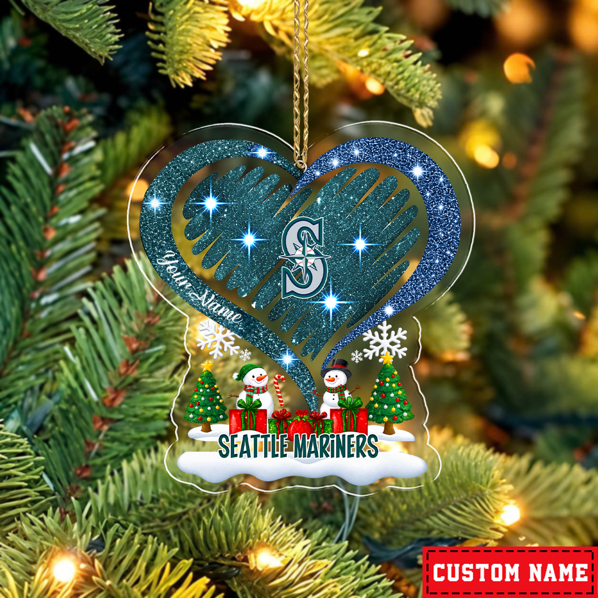 FINAL SALE - NEW CUSTOMIZED MLB14 SMS SEATTLE MARINERS CHRISTMAS ACRYLIC ORNAMENT