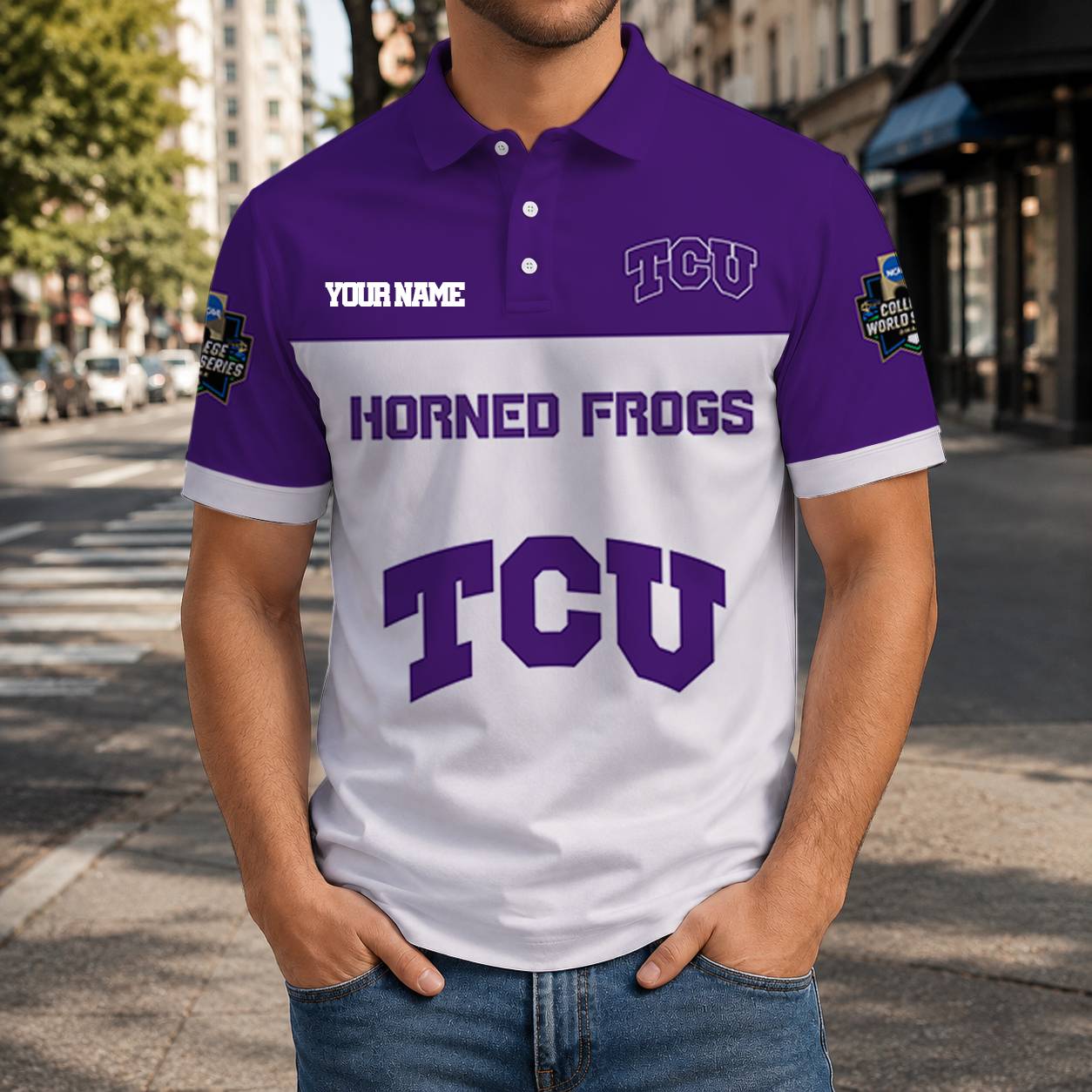 VIRAL EDITION - NEW CUSTOMIZED NCAA CWS14 THF TCU HORNED FROGS T-SHIRT, POLO SHIRT, ZIP POLO SHIRT, SWEATSHIRT, HOODIE & ZIP HOODIE