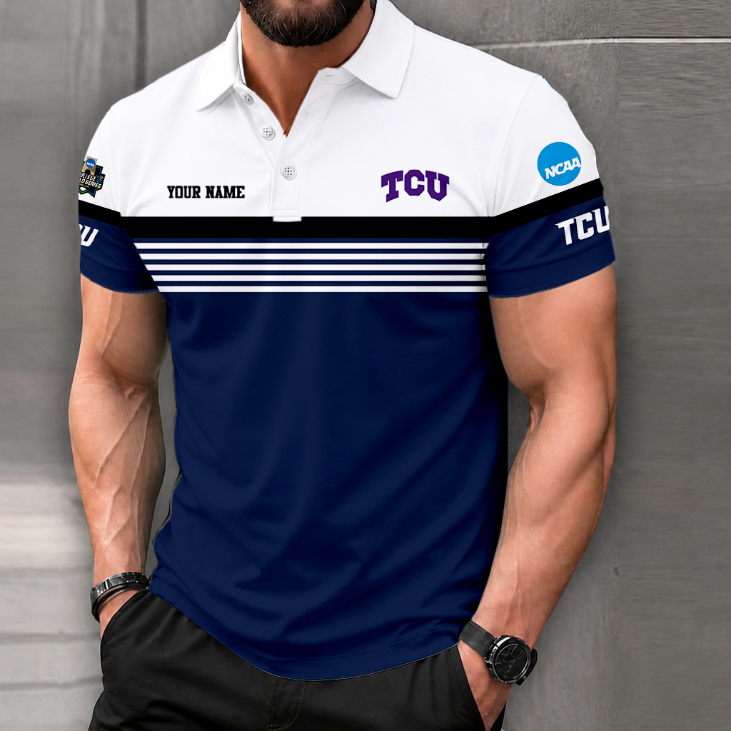 LIMITED EDITION - NEW CUSTOMIZED NCAA CWS14 THF TCU HORNED FROGS POLO SHIRT