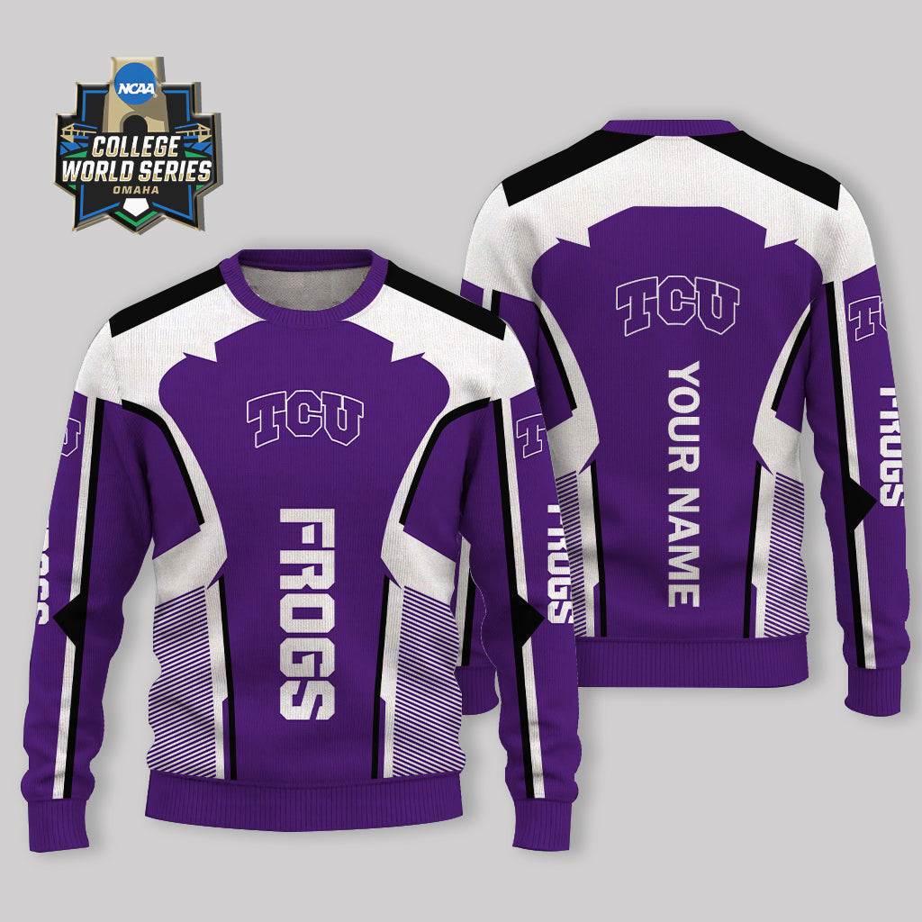 LIMITED EDITION - NEW CUSTOMIZED NCAA CWS14 THF TCU HORNED FROGS UGLY SWEATER