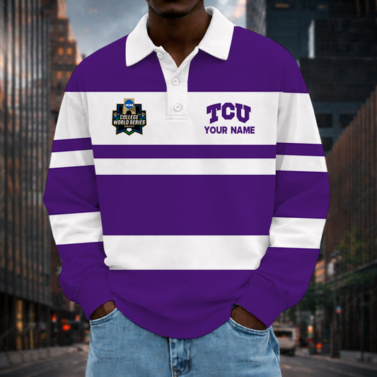 MEGA SALE - NEW CUSTOMIZED CWS NCAA14 THF TC HORNED FROGS UNISEX LONG SLEEVE POLO