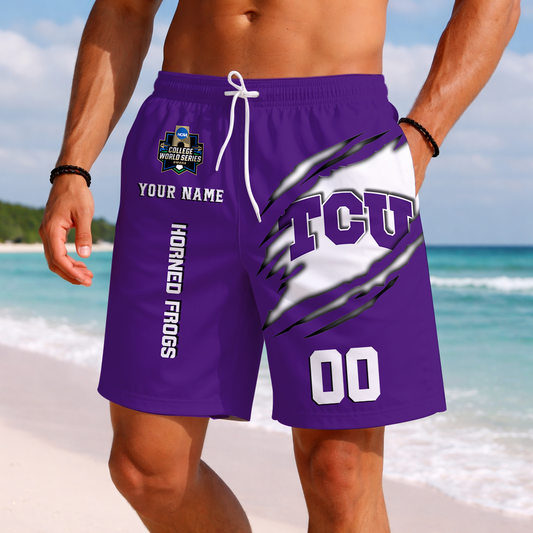 LIMITED DROP - NEW CUSTOMIZED | NCAA CWS14 THF TC HORNED FROGS SHORT PANTS
