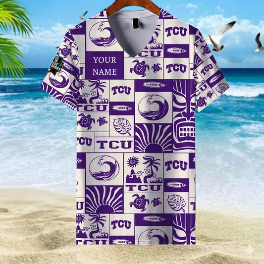 LIMITED EDITION - NEW CUSTOMIZED NCAA CWS14 THF TC HORNED FROGS V-NECK FEMALE SHIRT