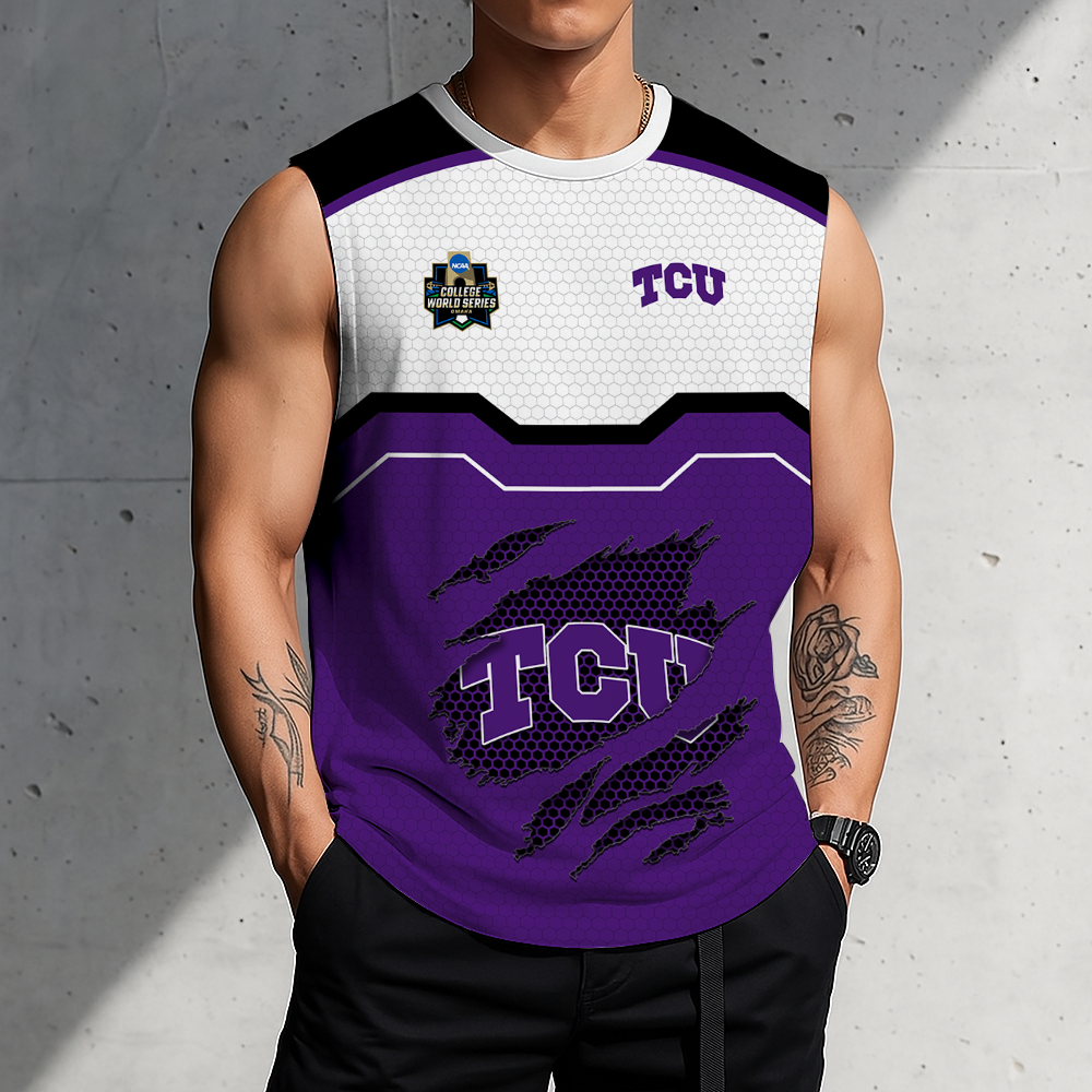 LIMITED EDITION - NEW CUSTOMIZED NCAA CWS14 THF TCU HORNED FROGS MEN'S GYM SHIRT