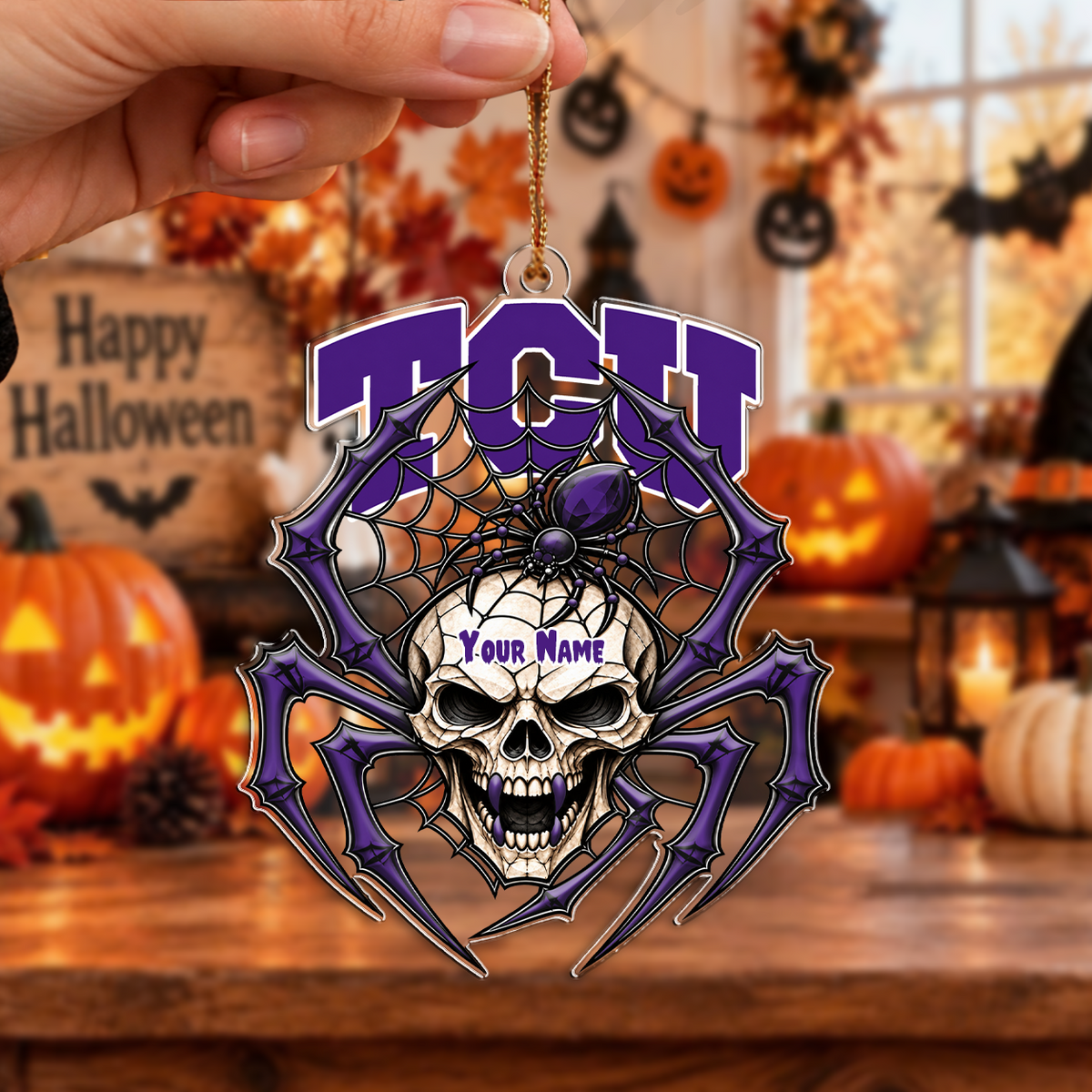 FINAL SALE - NEW CUSTOMIZED NCAA CWS14 THF TCU HORNED FROGS HALLOWEEN ACRYLIC ORNAMENT