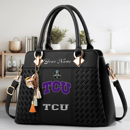 VIRAL EDITON - NEW CUSTOMIZED NCAA CWS14 THF TC HORNED FROGS ZIP HANDBAG MULTICOLOR