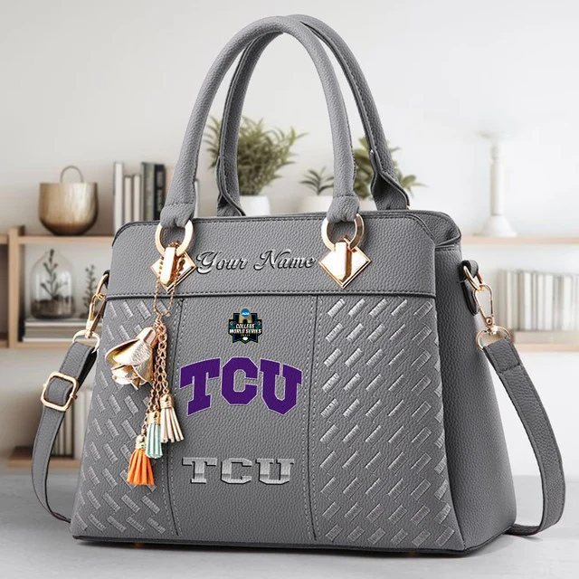 VIRAL EDITON - NEW CUSTOMIZED NCAA CWS14 THF TC HORNED FROGS ZIP HANDBAG MULTICOLOR