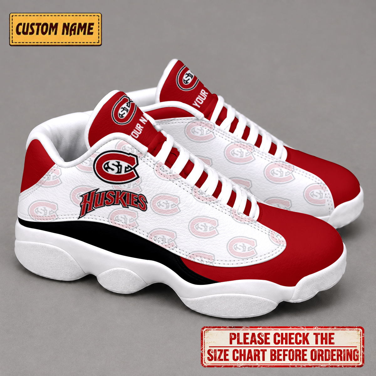 LIMITED EDITION - NEW CUSTOMIZED NCAA MFF14 SCH ST. CLOUD STATE HUSKIES AIR JORDAN 13 LOW TOP SNEAKER