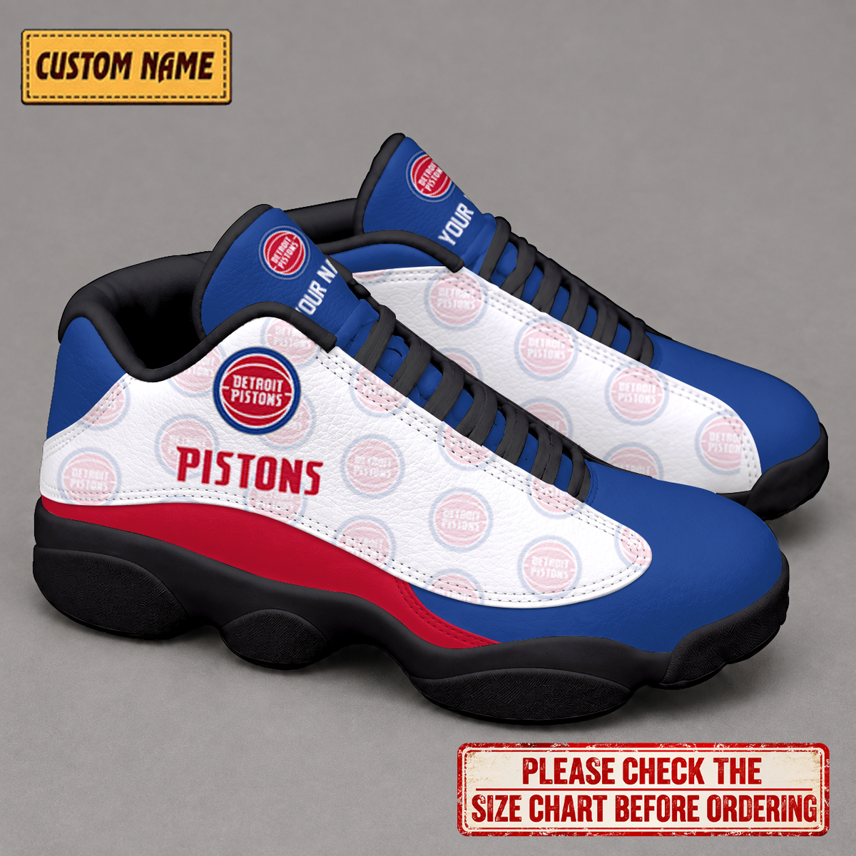 SPECIAL EDITION - NEW CUSTOMIZED NBA14 DPI DETROIT PISTONS AIR JORDAN 13 LOW TOP SNEAKER