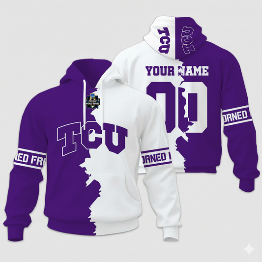 LIMITED EDITION - NEW CUSTOMIZED NCAA CWS14 THF TC HORNED FROGS UNISEX HOODIE & ZIP HOODIE