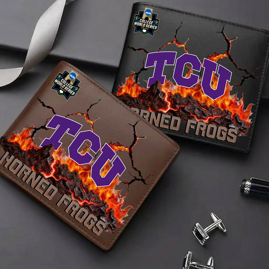 LIMITED EDITION - NEW CUSTOMIZED CWS NCAA14 THF TC HORNED FROGS LEATHER WALLET