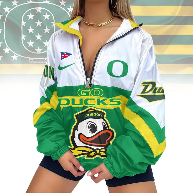 LIMITED EDITION - NEW CUSTOMIZED FBS NCAA14 OGD OG DUCKS V-NECK ZIPPER SWEATSHIRT JACKET